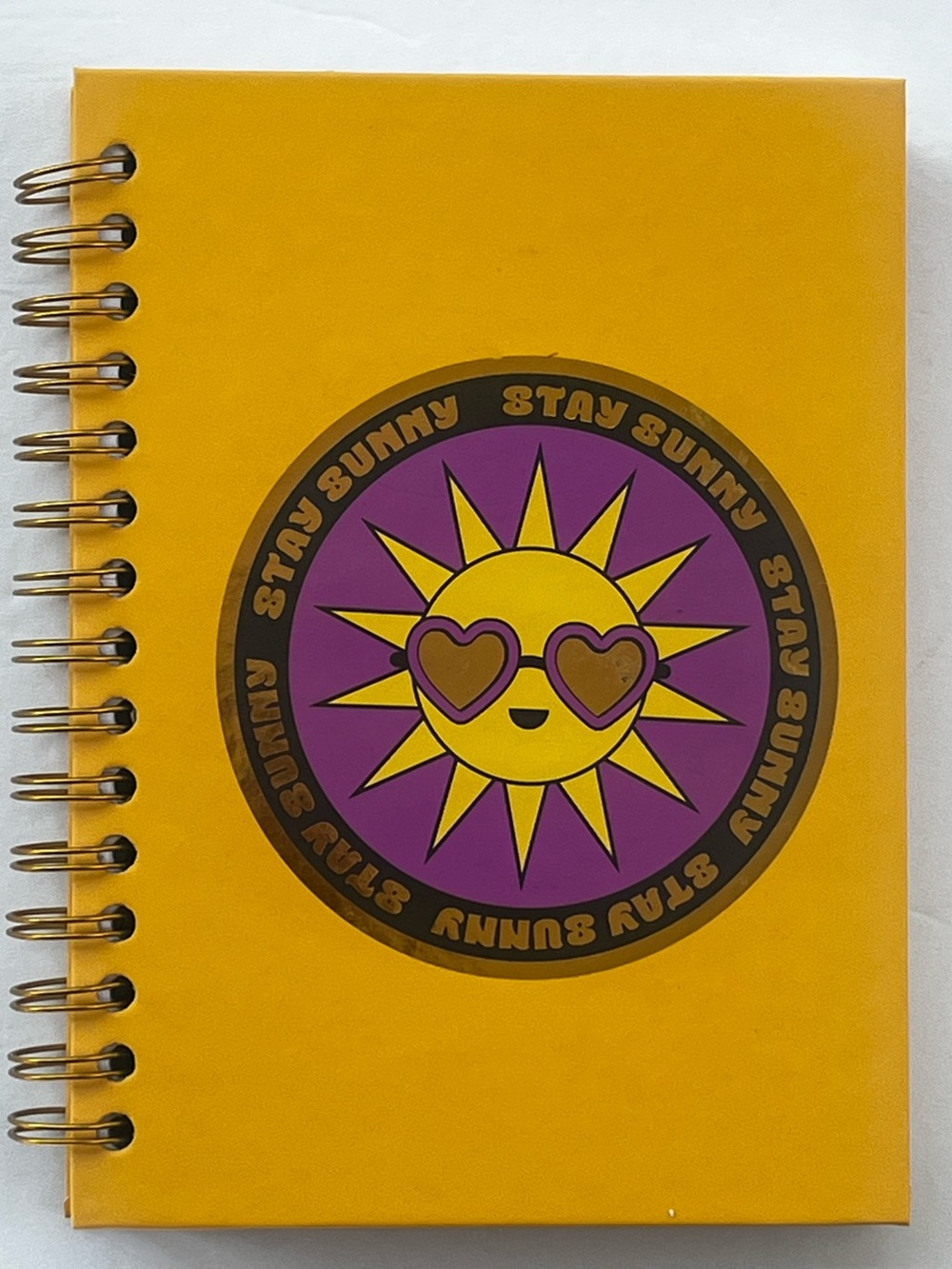 Yellow Spiral Journal/ Notebook with Sunny Heart-Sunglasses Graphic 150 pages